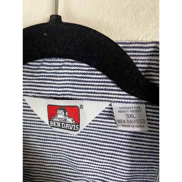 Ben Davis Heavyweight Cotton Hickory Striped Button Up Work Shirt Sz 3XL Shacket - Picture 3 of 16